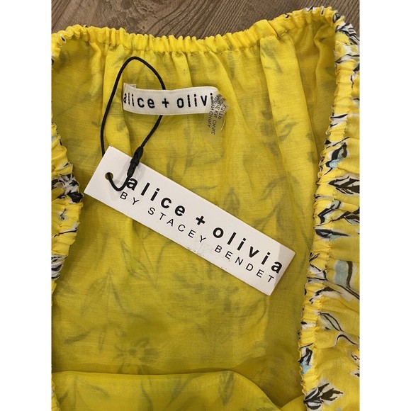 Alice + Olivia Alta Floral Tiered Silk-Cotton Peasant Top Size XS $295‎ MSRP NWT - Picture 5 of 11